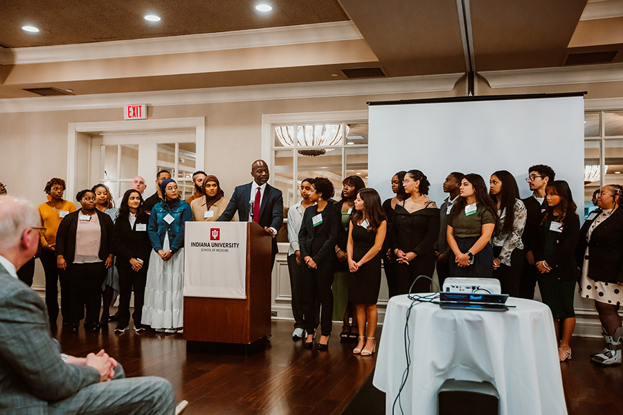 Students at the a scholarship celebration event.